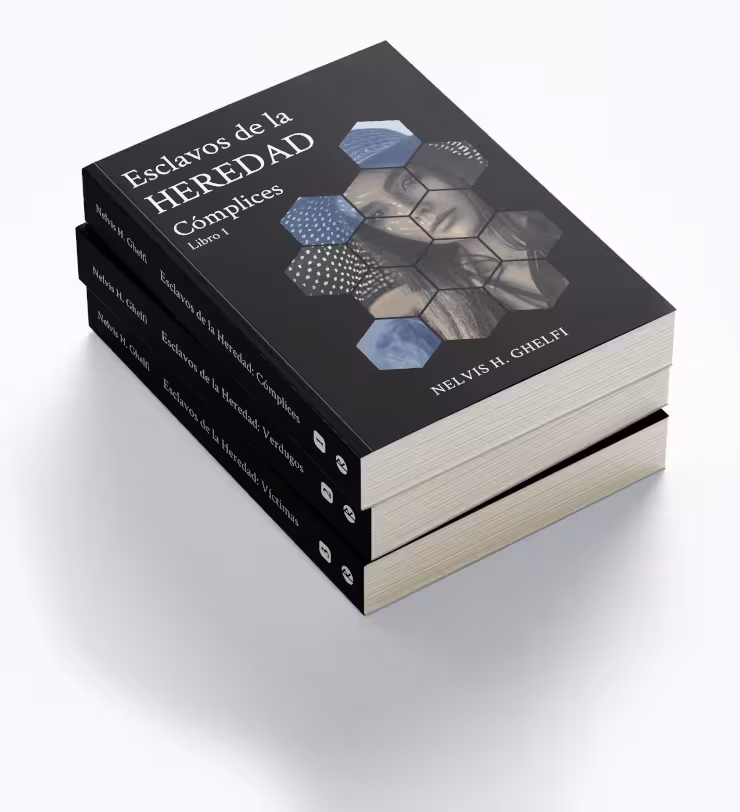 Cubierta Pack de la trilogía Esclavos de la Heredad de Nelvis Ghelfi